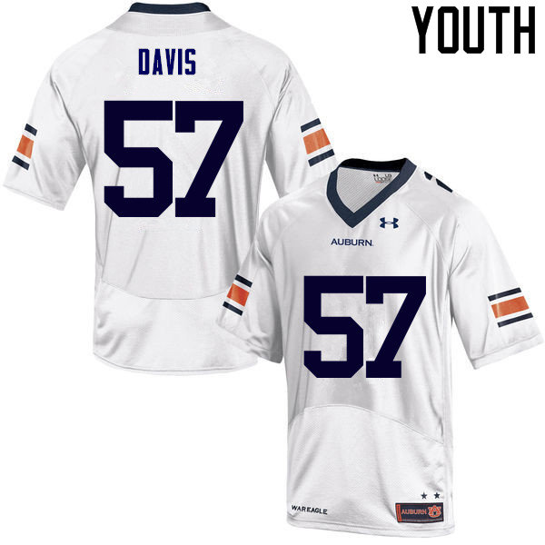 Auburn Tigers Youth Deshaun Davis #57 White Under Armour Stitched College NCAA Authentic Football Jersey YTW6574PE